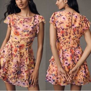 Anthropologie x BHLDN Sleeveless Ruffled Chiffon
Mini Dress Sz 12 BNWT